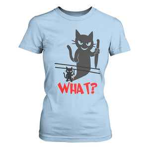 Murder Cat What T Shirt For Women Funny Black Kitty Holding Knife Meme TS14 Light Blue Print Your Wear