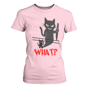 Murder Cat What T Shirt For Women Funny Black Kitty Holding Knife Meme TS14 Light Pink Print Your Wear