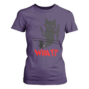 Murder Cat What T Shirt For Women Funny Black Kitty Holding Knife Meme TS14 Purple Print Your Wear