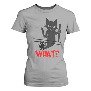 Murder Cat What T Shirt For Women Funny Black Kitty Holding Knife Meme TS14 Sport Gray Print Your Wear