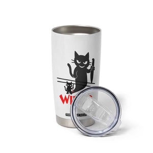 Murder Cat What Tumbler Cup Funny Black Kitty Holding Knife Meme TS14 Print Your Wear