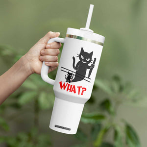 Murder Cat What Tumbler With Handle Funny Black Kitty Holding Knife Meme TS14 Print Your Wear