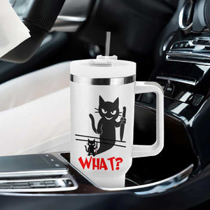 Murder Cat What Tumbler With Handle Funny Black Kitty Holding Knife Meme TS14 Print Your Wear