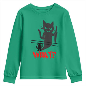 Murder Cat What Youth Sweatshirt Funny Black Kitty Holding Knife Meme TS14 Irish Green Print Your Wear