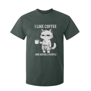I Like Coffee And Maybe Three People T Shirt For Kid Funny Cat Coffee Lover TS14 Dark Forest Green Print Your Wear
