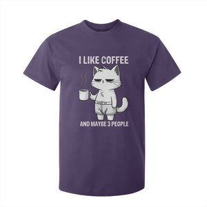 I Like Coffee And Maybe Three People T Shirt For Kid Funny Cat Coffee Lover TS14 Purple Print Your Wear
