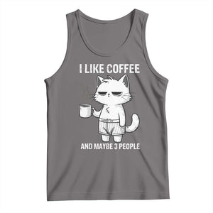 I Like Coffee And Maybe Three People Tank Top Funny Cat Coffee Lover TS14 Deep Heather Print Your Wear
