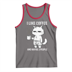 I Like Coffee And Maybe Three People Tank Top Funny Cat Coffee Lover TS14 Deep Heather Red Print Your Wear
