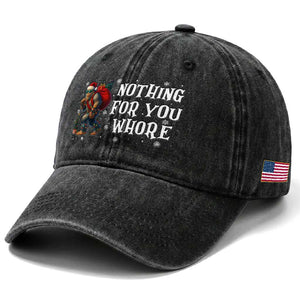 Funny Bigfoot Santa Christmas Washed Cotton Baseball Cap Nothing For You Whore Merry Squatchmas TS14 Print Your Wear