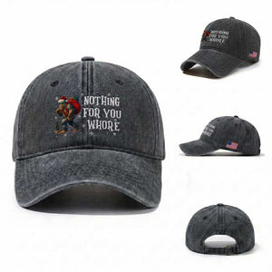 Funny Bigfoot Santa Christmas Washed Cotton Baseball Cap Nothing For You Whore Merry Squatchmas TS14 Washed Cap Universal Fit Dark Gray Print Your Wear