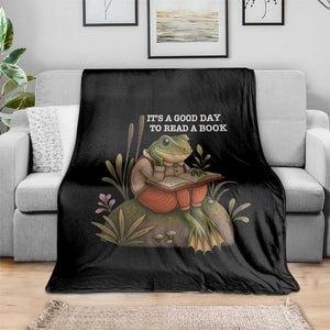 Cute Frog Reading Throw Blanket It Is A Good Day To Read A Book TS14 Print Your Wear