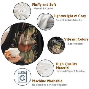 Cute Frog Reading Throw Blanket It Is A Good Day To Read A Book TS14 Print Your Wear