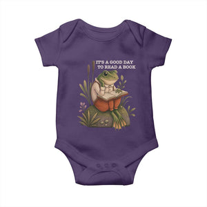Cute Frog Reading Baby Onesie It Is A Good Day To Read A Book TS14 Purple Print Your Wear