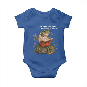 Cute Frog Reading Baby Onesie It Is A Good Day To Read A Book TS14 Royal Blue Print Your Wear