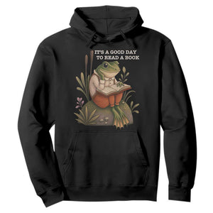 Cute Frog Reading Hoodie It Is A Good Day To Read A Book TS14 Black Print Your Wear
