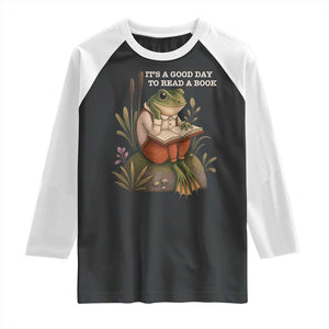 Cute Frog Reading Raglan Shirt It Is A Good Day To Read A Book TS14 Black White Print Your Wear
