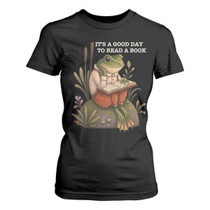 Cute Frog Reading T Shirt For Women It Is A Good Day To Read A Book TS14 Black Print Your Wear