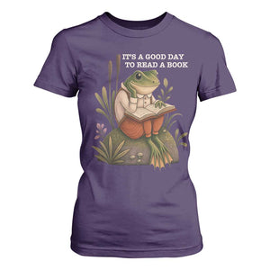 Cute Frog Reading T Shirt For Women It Is A Good Day To Read A Book TS14 Purple Print Your Wear