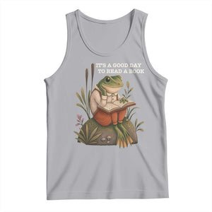 Cute Frog Reading Tank Top It Is A Good Day To Read A Book TS14 Athletic Heather Print Your Wear