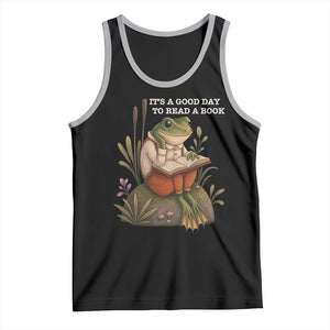 Cute Frog Reading Tank Top It Is A Good Day To Read A Book TS14 Black Athletic Heather Print Your Wear