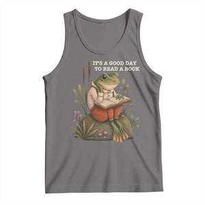 Cute Frog Reading Tank Top It Is A Good Day To Read A Book TS14 Deep Heather Print Your Wear