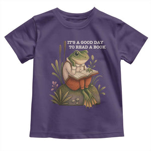 Cute Frog Reading Toddler T Shirt It Is A Good Day To Read A Book TS14 Purple Print Your Wear
