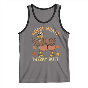 Funny Turkey Thanksgiving Tank Top Guess What Twerky Butt TS14 Deep Heather Black Print Your Wear