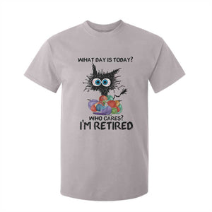 Funny Retired Cat Crochet T Shirt For Kid What Day Is Today Who Cares I Am Retired TS14 Ice Gray Print Your Wear