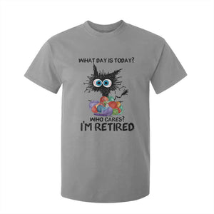 Funny Retired Cat Crochet T Shirt For Kid What Day Is Today Who Cares I Am Retired TS14 Sport Gray Print Your Wear