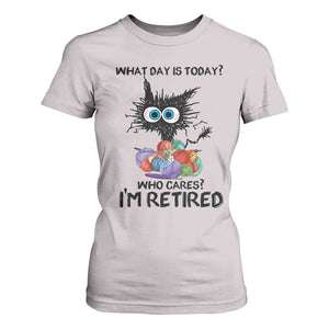 Funny Retired Cat Crochet T Shirt For Women What Day Is Today Who Cares I Am Retired TS14 Ice Gray Print Your Wear