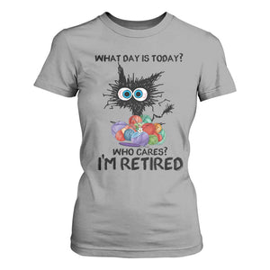Funny Retired Cat Crochet T Shirt For Women What Day Is Today Who Cares I Am Retired TS14 Sport Gray Print Your Wear