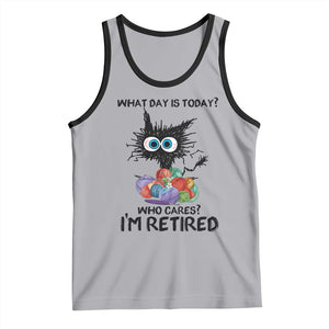 Funny Retired Cat Crochet Tank Top What Day Is Today Who Cares I Am Retired TS14 Athletic Heather Black Print Your Wear