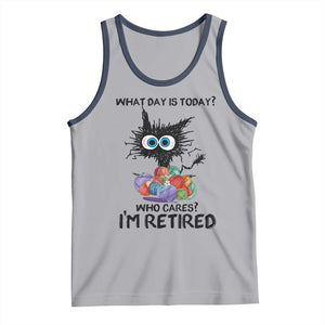Funny Retired Cat Crochet Tank Top What Day Is Today Who Cares I Am Retired TS14 Athletic Heather Navy Print Your Wear