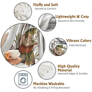 Frog Classic Books Throw Blanket It Is A Good Day To Read A Book TS14 Print Your Wear