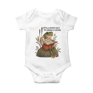 Frog Classic Books Baby Onesie It Is A Good Day To Read A Book TS14 White Print Your Wear