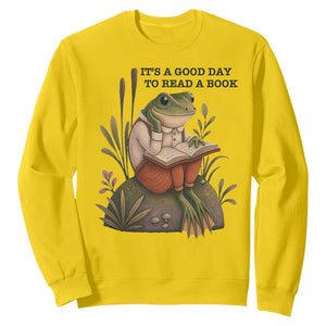Frog Classic Books Sweatshirt It Is A Good Day To Read A Book TS14 Daisy Print Your Wear