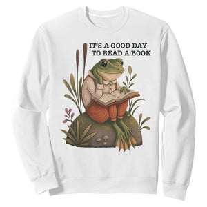 Frog Classic Books Sweatshirt It Is A Good Day To Read A Book TS14 White Print Your Wear