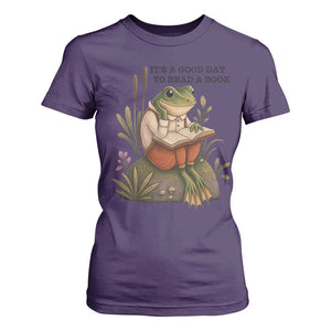 Frog Classic Books T Shirt For Women It Is A Good Day To Read A Book TS14 Purple Print Your Wear