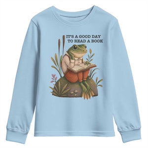 Frog Classic Books Youth Sweatshirt It Is A Good Day To Read A Book TS14 Light Blue Print Your Wear
