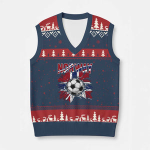 Norway Soccer Fan V-Neck Knit Sweater Vest Norwegian Football Supporter Fan Gift