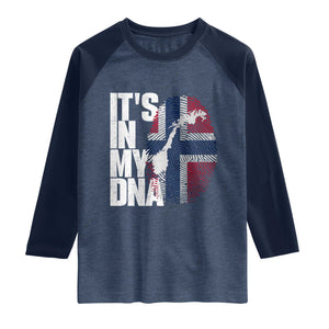It's in My DNA Raglan Shirt Norwegian Norway Map Flag Pride