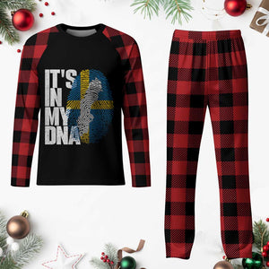 It's in My DNA Plaid Pajama Set Sweden Sverige Swedish Map Flag