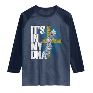 It's in My DNA Raglan Shirt Sweden Sverige Swedish Map Flag