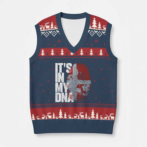 It's in My DNA V-Neck Knit Sweater Vest Denmark Map Flag Danish Gift