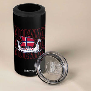 Norwegian Viking Ship Flag Boat Norway Heritage 4 in 1 Can Cooler Tumbler