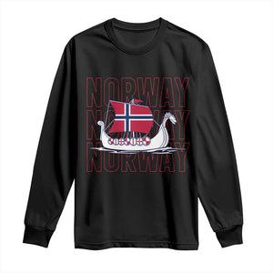 Norwegian Viking Ship Flag Boat Norway Heritage Long Sleeve Shirt