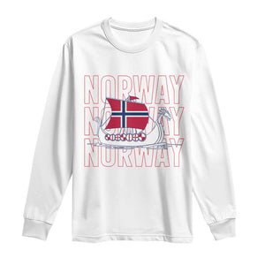 Norwegian Viking Ship Flag Boat Norway Heritage Long Sleeve Shirt