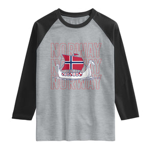 Norwegian Viking Ship Flag Boat Norway Heritage Raglan Shirt