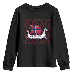 Norwegian Viking Ship Flag Boat Norway Heritage Youth Sweatshirt