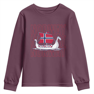 Norwegian Viking Ship Flag Boat Norway Heritage Youth Sweatshirt